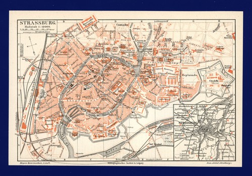 Stadtplan straßburg anno 1897 - straßburg,